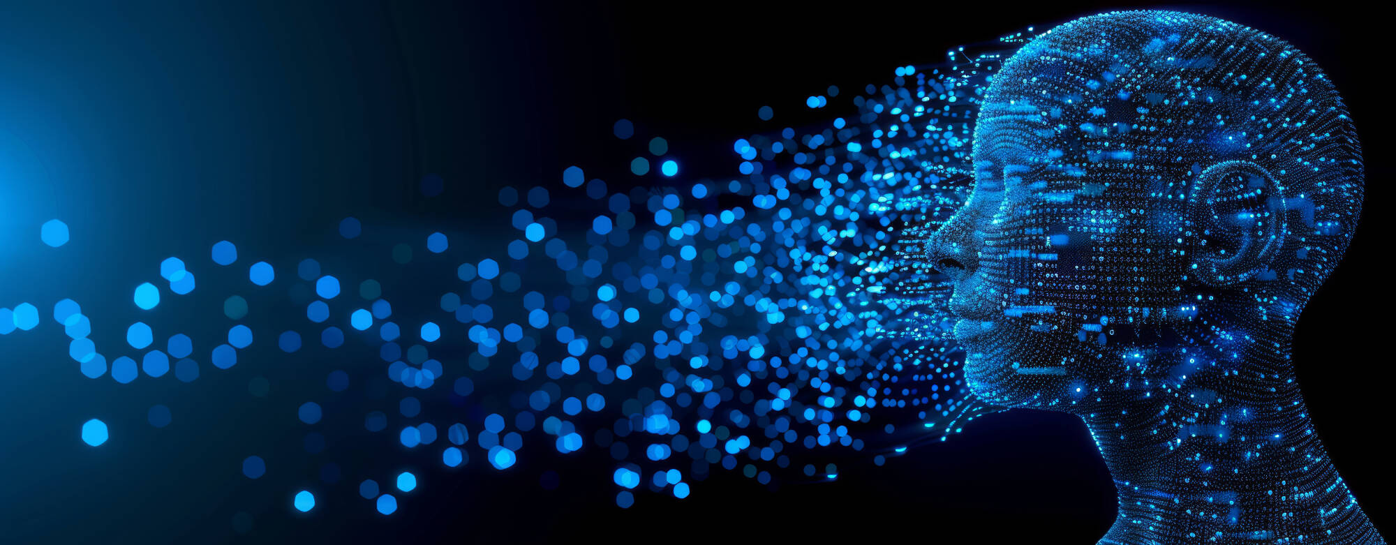 Digital human disintegrating into data